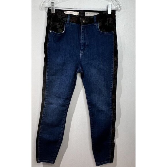 Pilcro and the Letterpress High Rise Skinny Jeans Floral Contrast Stripe Size 29 - Picture 1 of 14